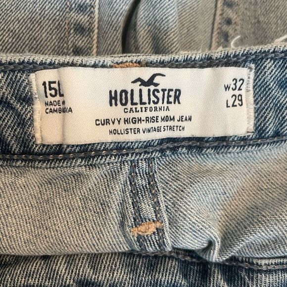 Hollister Curvy High-Rise Ripped Medium Wash Mom Jean, Size 15L, W32/L29 - Picture 6 of 6